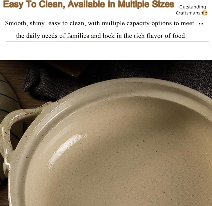 Heat Resistant Ceramic Casserole, Round Earthen Pot Cookware with Lid for Dinner and Party, Uniform Heating Stockpot for Stew, Soup, Steam, Bake(1800ml/1.9quart, Green)