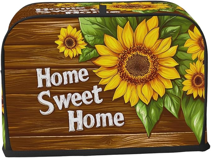 Flower Sunflower Painting Toaster Cover 4 Slice Dust and Fingerprint Protection Toaster Bread Maker Covers Washable Kitchen Small Appliance Covers for Kitchen Accessories Decor Bakeware Women Gift
