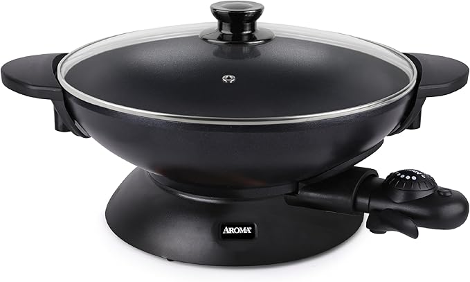 Aroma Housewares AEW-307 Electric Wok, 5 Qt, Black.