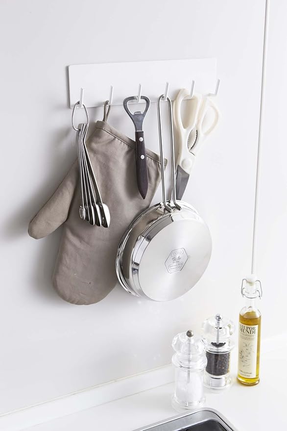 Yamazaki Industries 2437 Magnetic Kitchen Tool Hook Plate, White