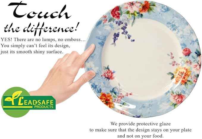 Tudor Royal 24-Piece Porcelain Round Dinnerware Set, Service for 6, Victoria Blue Design, Blue Floral, Plates Bowls Mugs Dishes, Glossy, Premium Quality Tableware, Unique Pattern