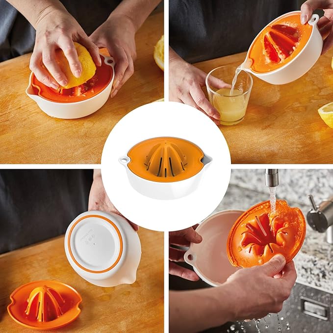 Fiskars Fruit Juicer, With Container, Diameter: 11.9 cm, Synthetic Material, Functional Form, White/Orange, 1016125