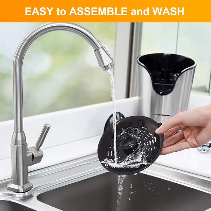 Homeleader Electric Citrus Juicer, Lemon Squeezer with Stainless Steel, Orange Squeezer with Two Cones, Powerful Motor for Grapefruits, Orange and Lemon, Black