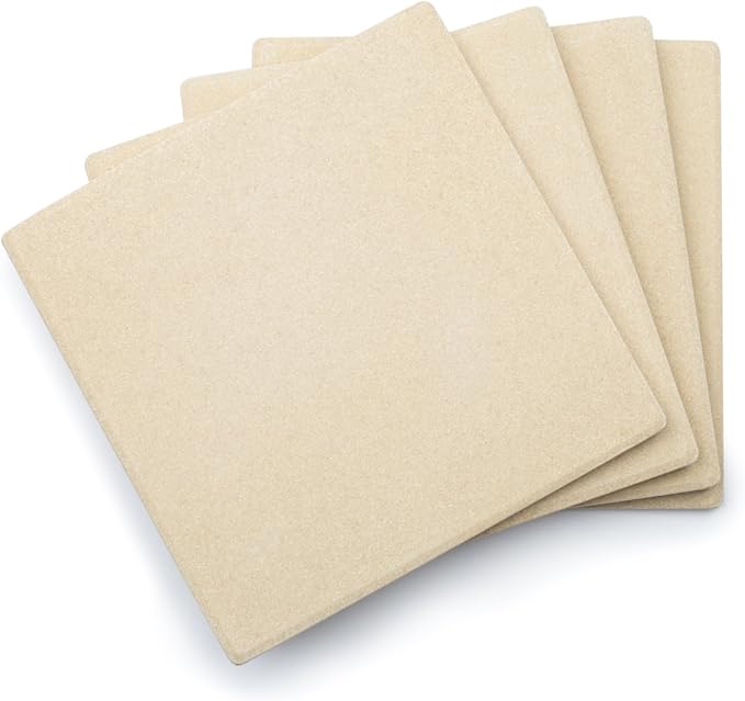 Outset Pizza Grill Stone Tiles For Oven and Grill, Set of 4 Baking Stones for Pizza, Bread & More
