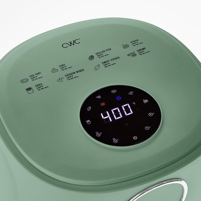 COOK WITH COLOR Colorful 1200W 4Qt Air Fryer: Glass Basket, Dishwasher Safe, 60min Timer, 6 Presets, Temp Control 175F-400F, 4 QT, Dark Sage