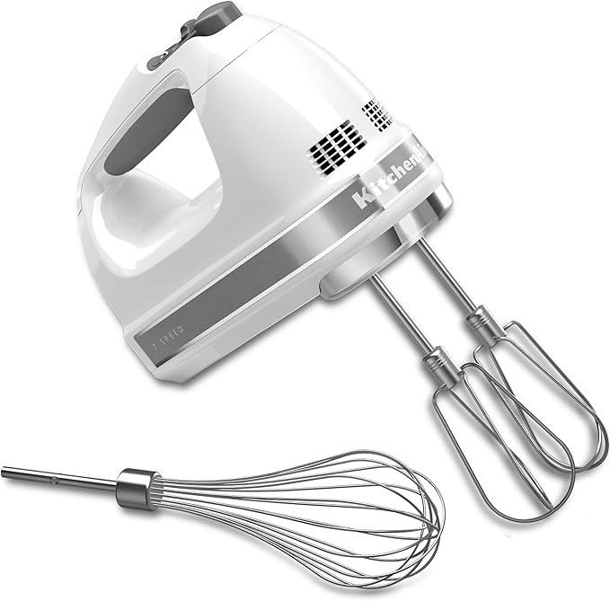 KitchenAid KMT2115SX Stainless Steel Toaster, Brushed Stainless Steel & 7-Speed Mixer-KHM7210 Hand Mixer, White