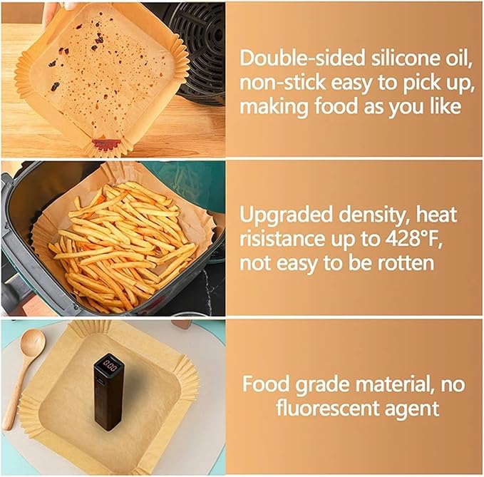 Large Air Fryer Disposable Paper Liners Nonstick 23cm Oven Airfryer Parchment Baking Paper ，Compatible For Ninja，Compatible For COSORI ，Grill Cooking Basket(16cm round,150 Pcs)