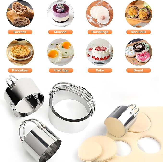 Pastry Cutter Biscuit Cutter Dough Cutters, Stainless Steel Butter Pastry Cutter Tool, Pastry Blender Baking Dough Tools, Round Biscuit Cutters, Sturdy & Long-Lasting, Gift Package (3 Pcs/Set)
