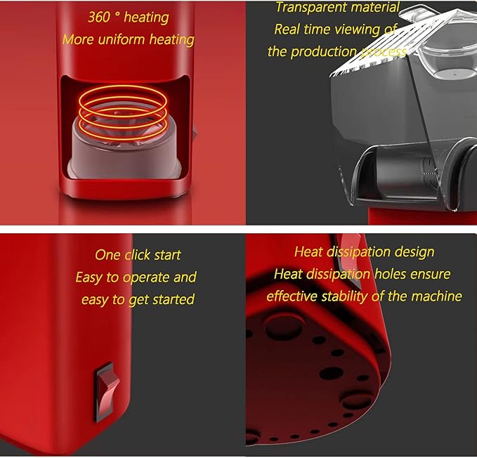 Nostalgia Hot Air Popcorn Popper Maker, 1200W Electric Pop Corner Machine, 16 Cups, 3 Minutes Done, Fully Automatic Healthy No Oil and No Sugar Corn Popcorn Machine (Black)
