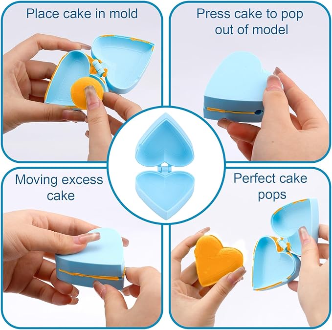 Heart Cake Pop Mold, Blue Plastic Cake Pop Heart Maker Funny Simple Baking Tool Accessories for Home Baking Birthday Party Wedding Desserts