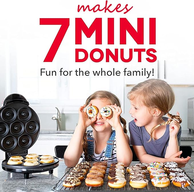 Mini Donut Maker,Electric Mini Doughnut Maker Machine, Makes 7 Mini Donutss, Non-Stick Mini Donut Machine, Easy Clean Doughnuts Maker Kit red (Pink)