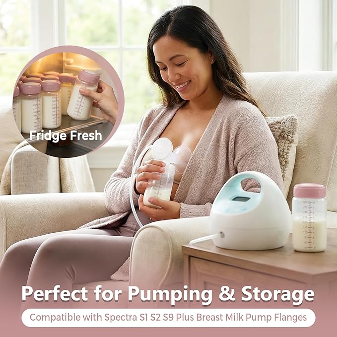 Natural Baby Bottles, BPA Free Breastmilk Storage Bottle for Momcozy Breast Milk Cooler & Fridge, Wide-Neck Breastfeeding Bottles Compatible with Spectra Pump Flanges, 10oz, 4 Pack