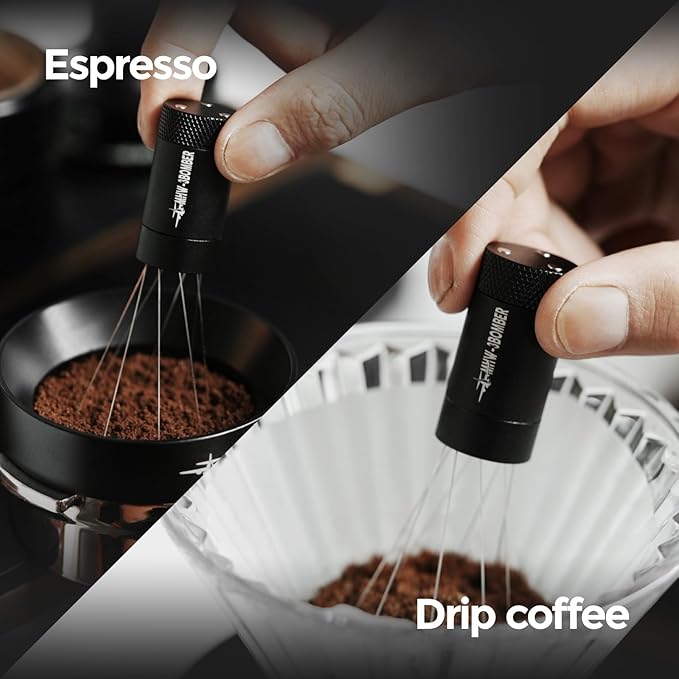 MHW-3BOMBER WDT Tool Espresso Distribution Tool with Magnetic Stand for Barista+ MHW-3BOMBER Espresso Steaming Pitcher Milk Frothing Pitcher Stainless Steel Milk Coffee Cappuccino Latte Art Barista Cu