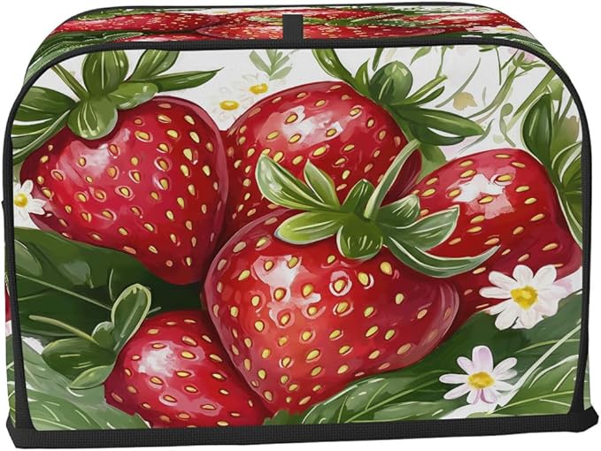 Tropical Fruit Strawberry Flower Toaster Cover 4 Slice Dust and Fingerprint Protection Toaster Bread Maker Covers Washable Kitchen Small Appliance Covers for Kitchen Accessories Decor Bakeware Gift