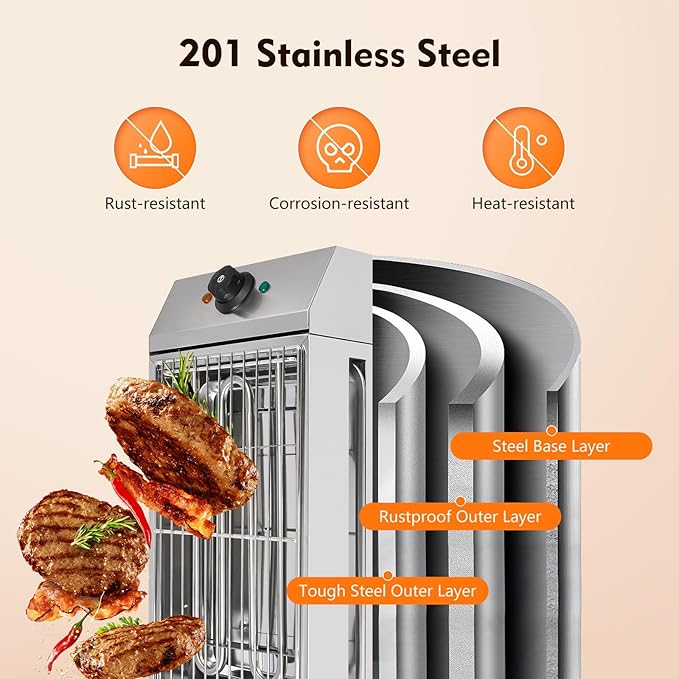 Electric Indoor Outdoor Grill, 1800W Commercial Electric Grill with Removable Griddle, Adjustable Temperature 122F-572F, Stainless Steel Smokeless Indoor Grill for Party Cooking Home Commercial