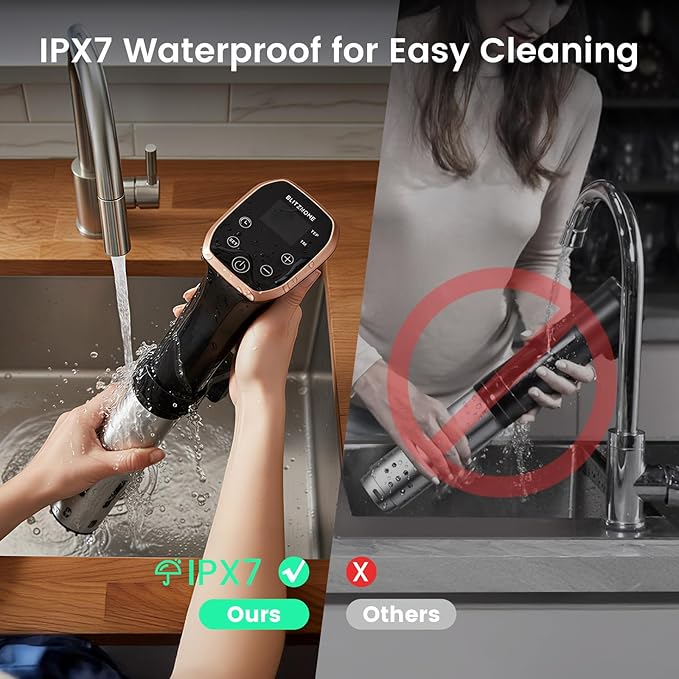 BLITZHOME Sous Vide Cooker, IPX7 Waterproof Compact Sous Vide Machine Pro, with Recipes, Accurate Temperature & Timer, Fast Heating, 1100W Ultra Quiet Stainless Precision Immersion Circulator…