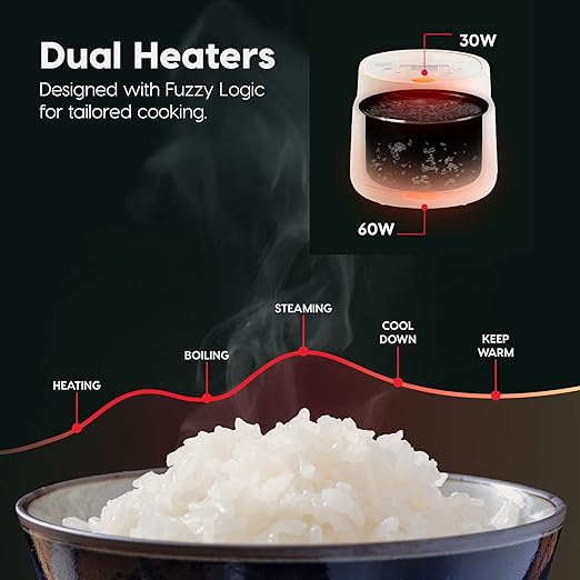 IRIS USA Micom Japanese Rice Cooker, 3-Cup Uncooked/6-Cup Cooked, Fuzzy Logic Kitchen Appliance with Recipe Presets, Slow Cooker, Steamer, Hot Pot & Warming Function, Compact & Portable for Healthy Meal Prep