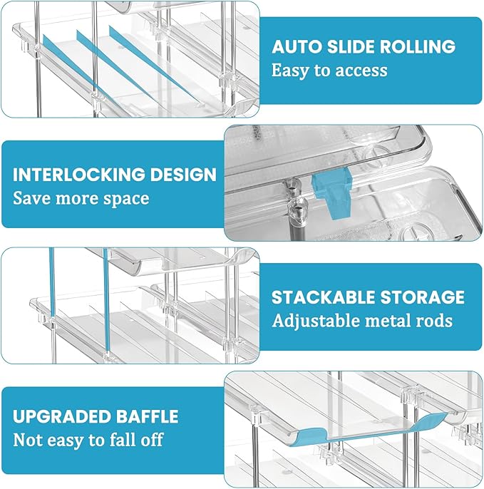 Can Organizer for Pantry, 6 Tier Canned Food Goods Storage Organizer, Clear Soda Can Organizer for Refrigerator Stackable Can Dispenser Rack Holders for Pantry Cabinet Fridge Countertop, Holds 72 Cans