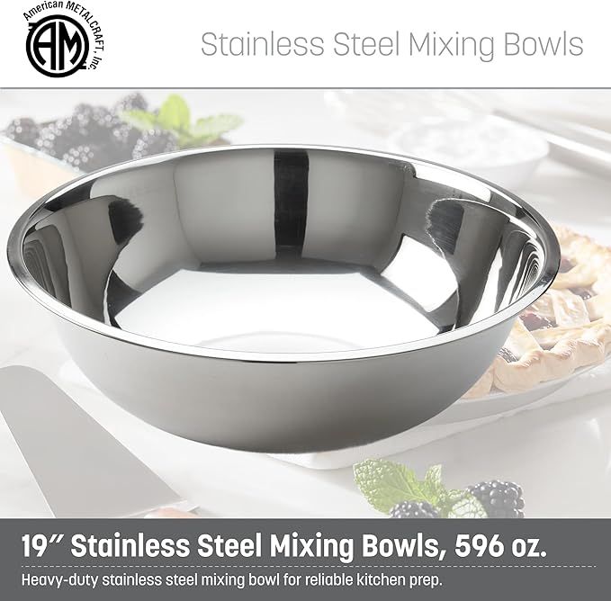 American Metalcraft 20 qt Stainless Steel Mixing Bowl,Silver