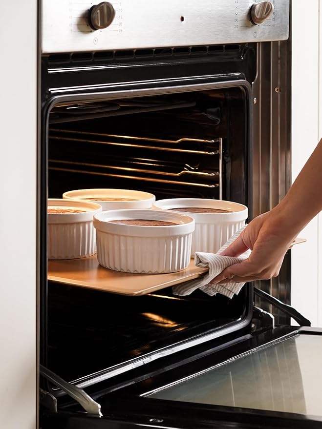 LE TAUCI Ramekins 12 OZ Oven Safe, Ceramic Souffle Dishes for Oven, Custard Cups, Creme Brulee Dishes, Porcelain Large Ramekins, Pudding Ramiken, Dipping Sauces, Set of 6, White