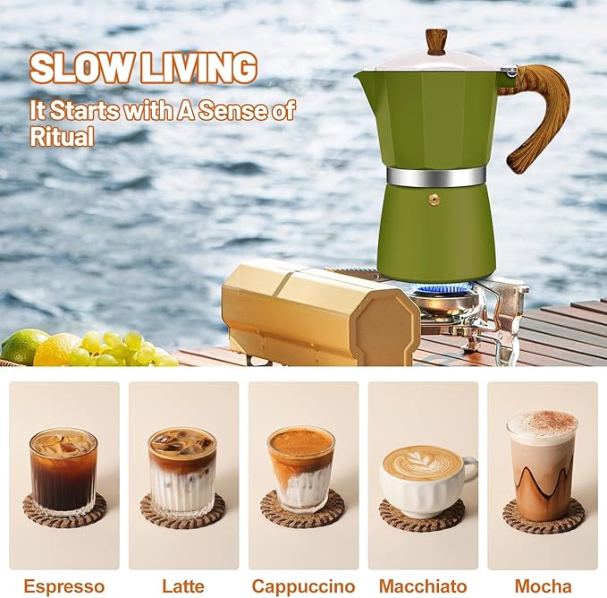 3 Cup Aluminum Espresso Stovetop Moka Pot Express Coffee Maker Percolator Italian Classic Mocha Coffee Machine for Italian and Cuban Cafe Brewing for Home & Camping 150ml 5oz