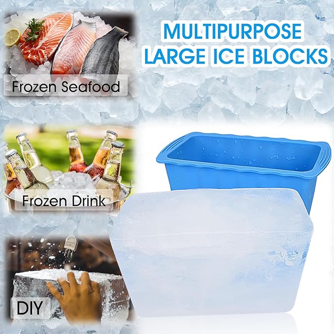4PC Extra Large Ice Cube Molds Thicker Ice Bath Water Chiller Giant Ice Block Molds Silicone Ice Block Maker For Home Big Ice Cube Tray Reusable Athletes Cold Plunge Accessories Easy to Remove