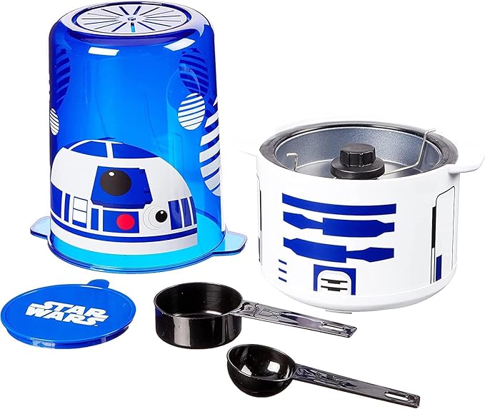 Star Wars R2-D2 Stir Popcorn Popper from Select Brands - Countertop Machine with Non-Skid Feet & Nonstick Surface - Home Kitchen Appliance for Popcorn - Electric Maker with Kernel Scoop & Oil Spoon