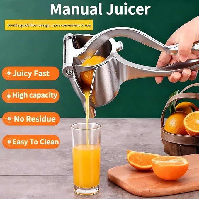 Hand Juicer Squeezer, Aluminum Alloy Fresh Fruit Juice Extractor, Fruit Juice Handheld Press Squeezer with Seed Filter, Heavy Duty Manual Hand Press Juicer for Orange Pomegranates Apple Lemon Lime (4)