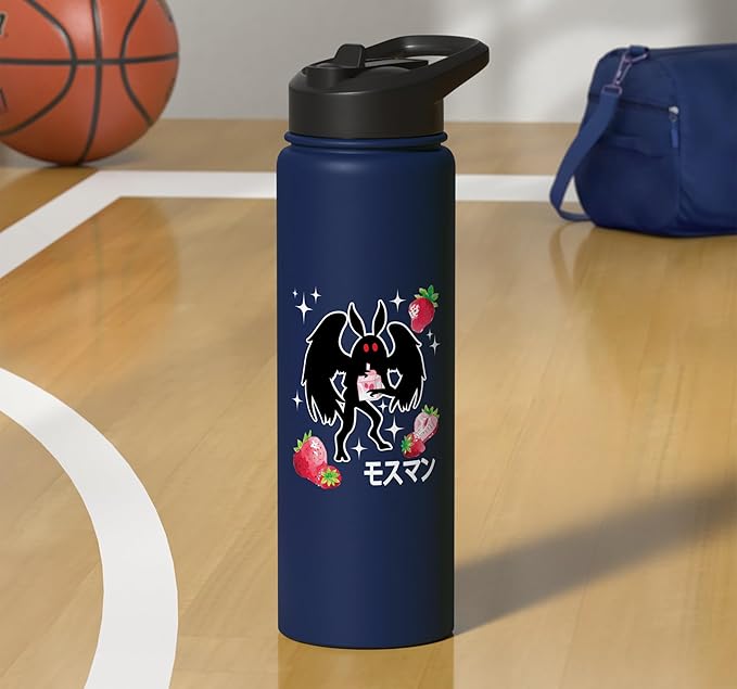 Mothman Kawaii Strawberry Milk Shake Carton Stainless Steel Insulated Water Bottle