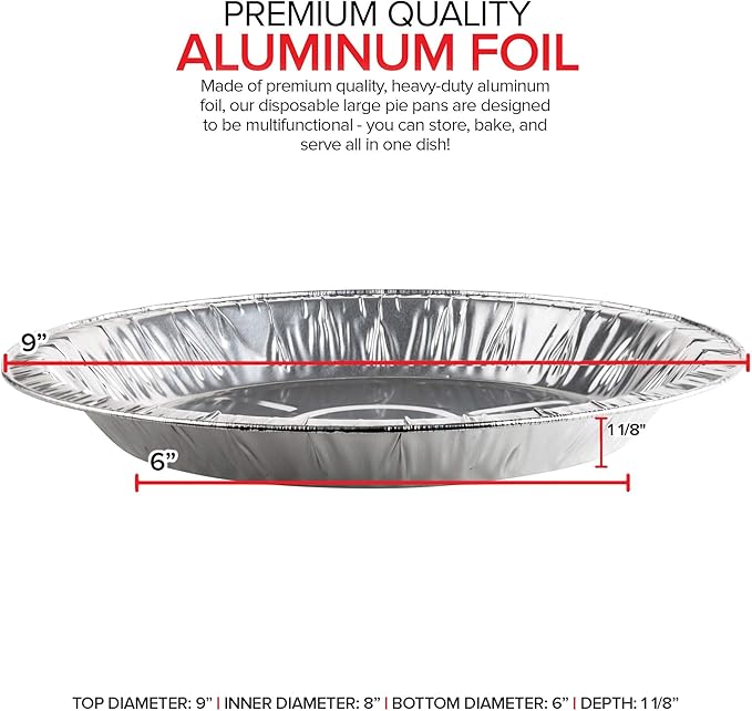 Stock Your Home 9 Inch Aluminum Tart Pie Pans (30 Count) - Disposable & Recyclable Large Pie Pan - Foil Pie Tin for Bakeries, Cafes, Restaurants - Durable Large Foil Pans for Pies, Fruit Tarts, Quiche