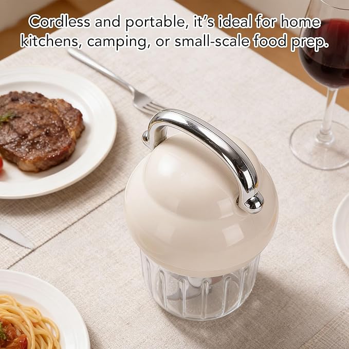 Fockety Electric Garlic Chopper, 350ml Portable Cordless Mini Food Processor, Rechargeable Veggie Chopper Garlic Grinder Masher, Wireless Blender for Vegetable, Fruits, Baby Food