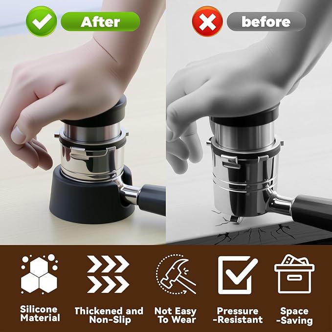 Silicone Coffee Tamper Base Compatible with Ninja Espresso Machine ES601& Es701, for Handheld Portafilter Support Stand, Tamping Station Handheld Portafilter Support Stand, Space-Saving(Black)