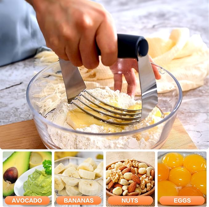 Pastry Cutter, Biscuit Cutter, Dough Scraper, Bread Lame, Stainless Steel Pastry Blender Set, Dough Cutter Biscuit Cutter Sourdough Bread Scoring Tool Dough Blender Tools & Pastry Utensils (5 Pcs/Set)
