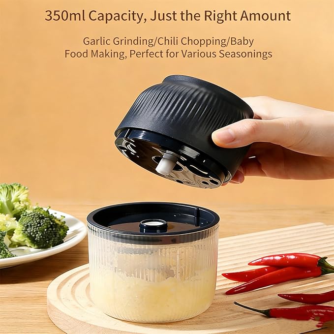 Electric Garlic Chopper, Mini Portable Veggie Cutter, Veggie Chopper with Container and Lid, Rechargeable Cordless Food Chopper for Garlic, Onion, Chili, Fruits Vegetables (White)