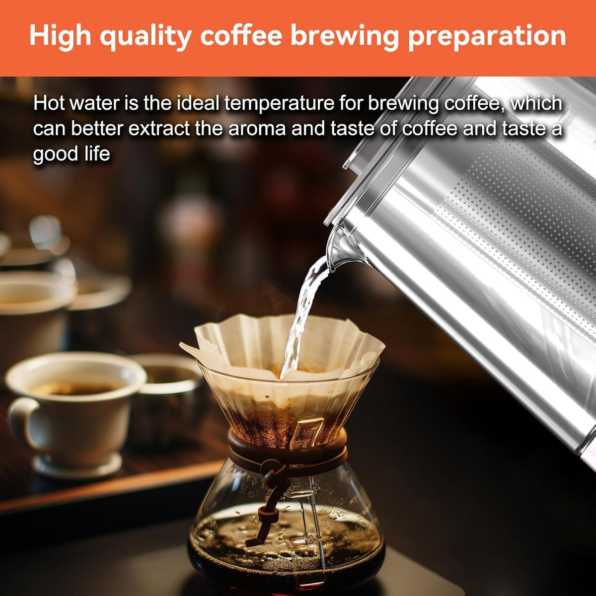 Titanium & Stainless Steel Electric Kettle with Tea Infuser and Temperature Control,1.5L Glass Tea Maker,1500W Rapid Boiling,Programmable Control for your Favorite Teas and Coffee-Grey