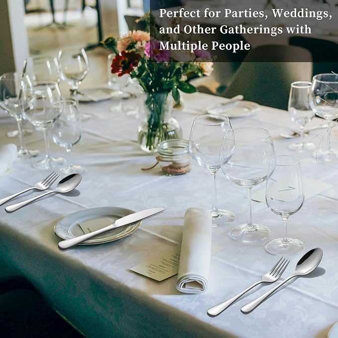 60-Piece Silverware Set for 20 - Stainless Steel Flatware Cutlery Set, Mirror Polished Flatware Set Include Forks Spoons Knives for Home Wedding Restaurant, Dishwasher Safe, Silver, 60 PCS
