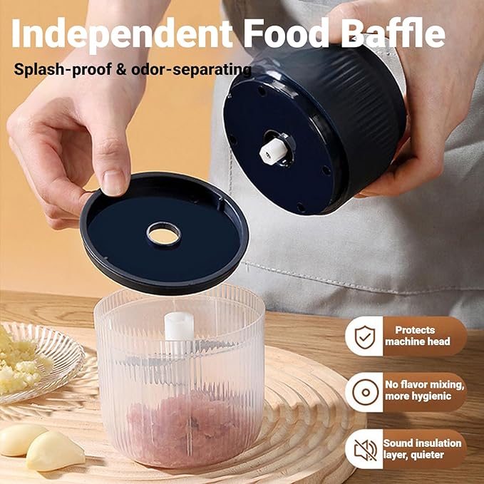 2026 New Electric Garlic Chopper, Mini Portable Veggie Chopper, Small Cordless Garlic Choppers Mincer, USB Rechargeable, 350ML Electric Mini Veggie Cutter for Onion, Garlic, Chili, Ginger (2Mix)