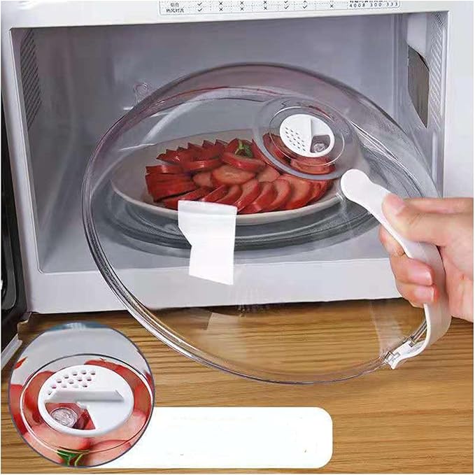 AYNEFY Microwave Splatter Guard with Handle, Plastic Food Cover Lid for Kitchen, Heat, Easy (Mini Type)