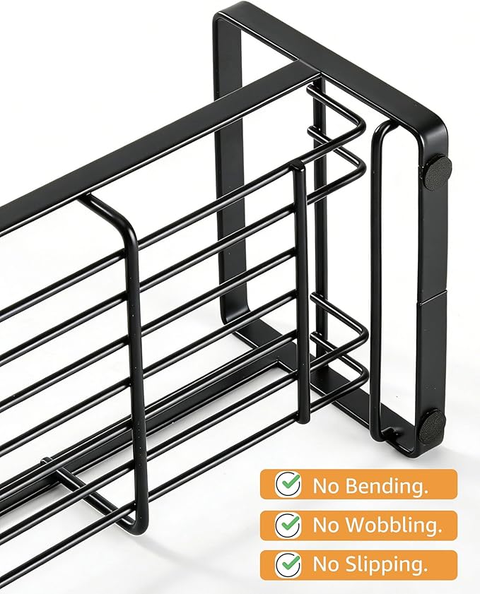HULISEN Large Sponge Holder, 304 Stainless Steel Kitchen Soap Dispenser Caddy Organizer, Countertop Soap Dish Rack Drainer with Removable Drain Tray, not Including Dispenser and Brush, Black