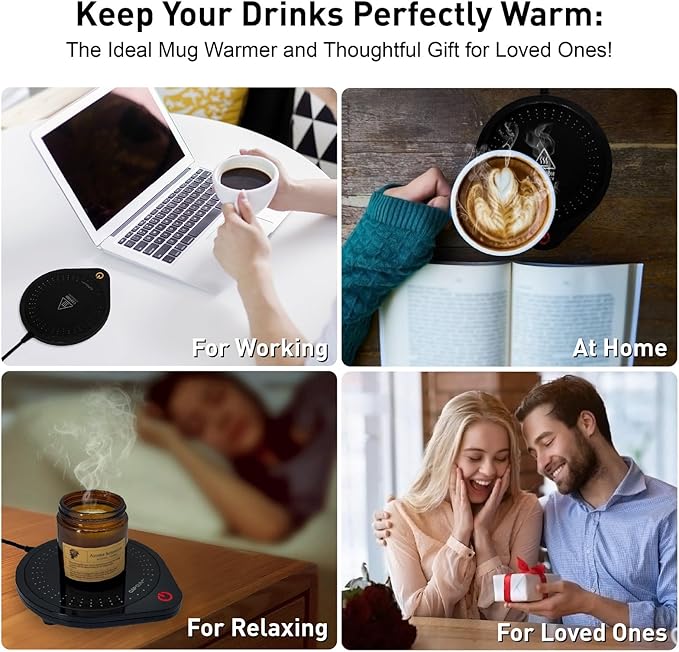 Coffee Mug Warmer,Electric Beverage Warmers, Cup Warmer for Heating Coffee, Beverage, Milk, Tea and Hot Chocolate (Black)