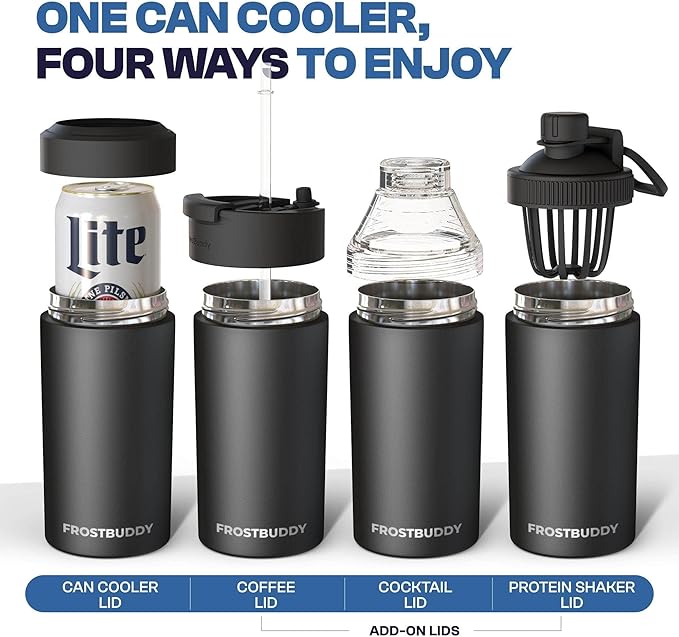 Frost Buddy Universal Buddy Can Cooler - Fits All - For Regular 12 & 16 oz or Slim-Size Bottles - Insulated Double-Walled Stainless Steel (Royal Glitz)