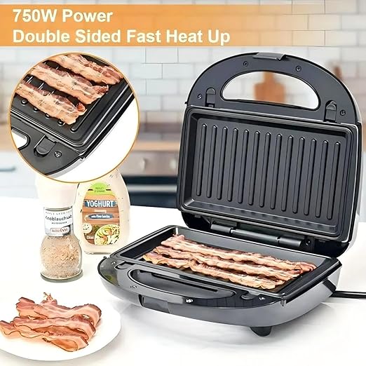 6 in 1 Waffle Maker, Sandwich Maker with Removable Plates, Donut Maker Dual-Sided Heating Non-Stick Plates, Walnut Cookie Maker, Multi Breakfast Maker for Grilled Cheese, Toast, Bread