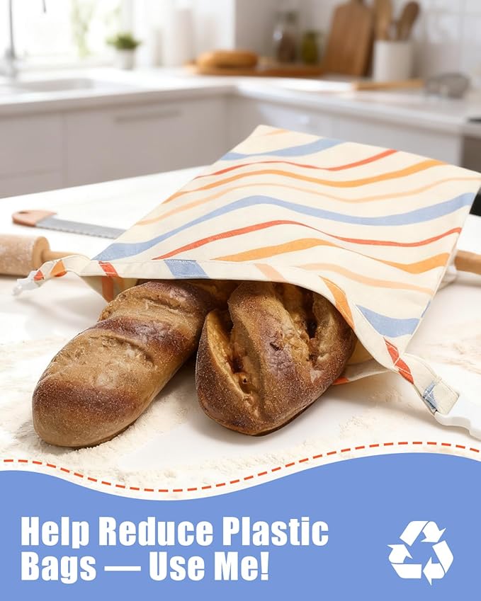 Reusable Bread Bags for Sourdough - Beeswax Cotton Bread Bags for Homemade Bread, Thicker Cloth Design for Freezing to Keep Bread Fresh, 2 Pack XL 17x13 Inch