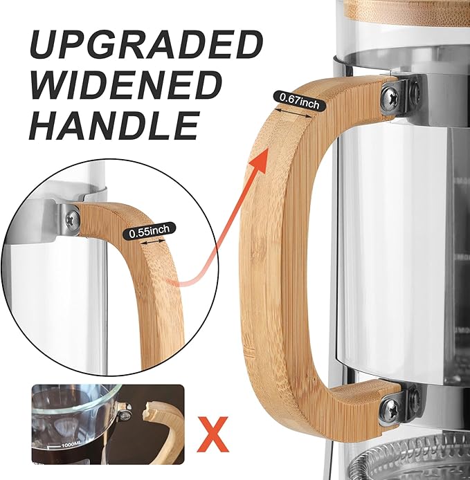 Sivaphe Aluminum Moka Pot Stovetop Espresso and Coffee Maker and French Press Coffee/Tea Maker with Bamboo Lid and Hand