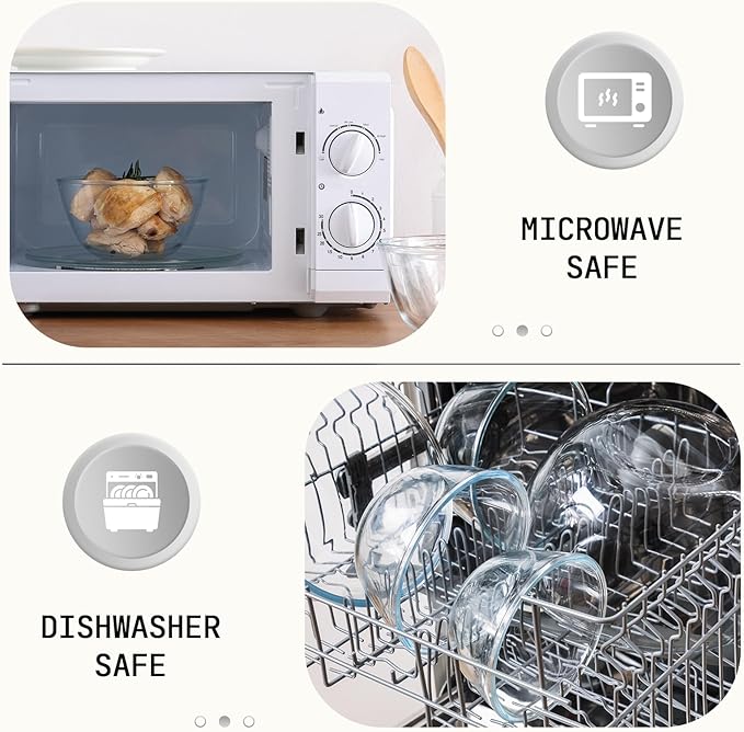 Cuiselect 4pc Glass Mixing Bowls Sets (2.80QT, 1.64QT, 1.16QT, 0.85QT), Nesting Mixing Bowls for Cooking Prep, Baking, Storage, Large Salad Bowls Sets-Dishwasher Microwave Freezer Safe