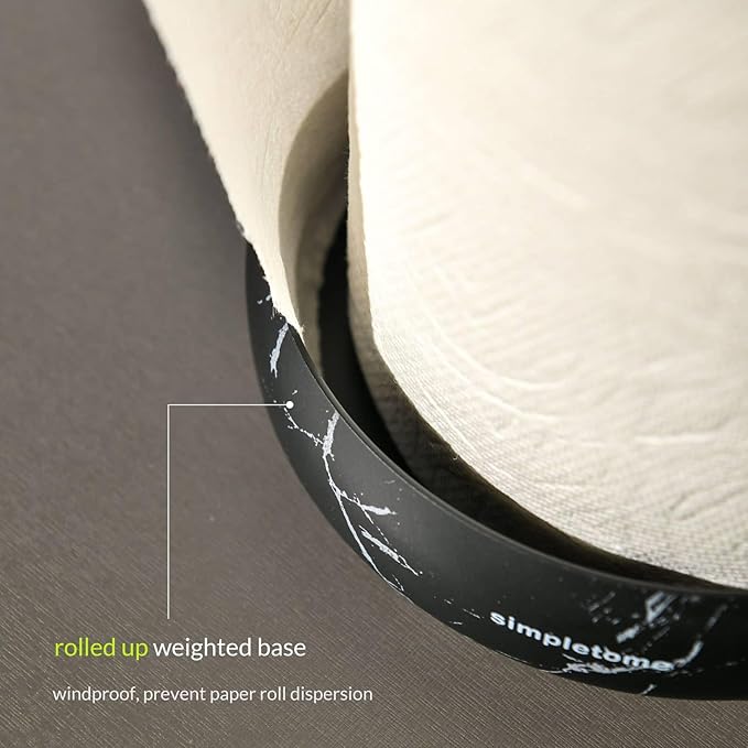 simpletome Paper Towel Holder Countertop Keep It Rolled Up Weighted Base (Marble Black)