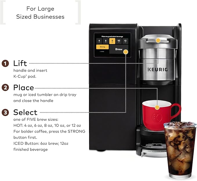 Keurig K-3550 Large Business Single Serve Coffee Maker, Plumbed, Silver/Black