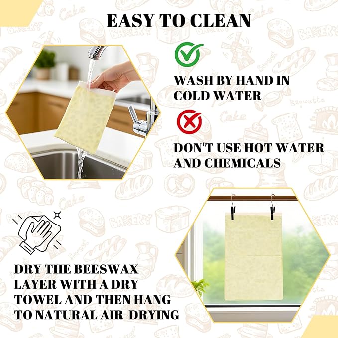 2 Pack Beeswax Bread Bags - 17x13 Inch Reusable Bread Storage Bags,Bees Wax Lined Bread Bags for Home Cooks fresh bread storage Easy Clean (Berry)