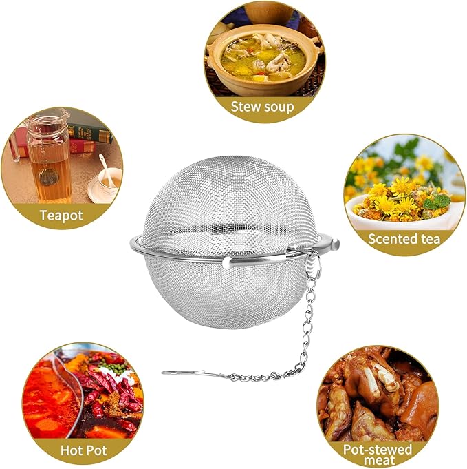 Fu Store 2pcs Stainless Steel Mesh Tea Ball 3.55 inches Tea Strainers Teas Infuser Strainer Filters for Teas