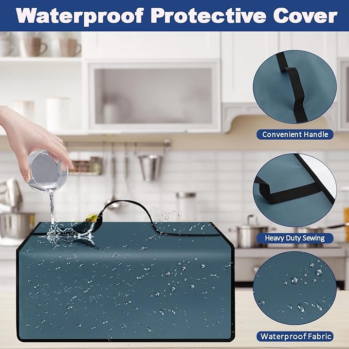 Cover for Bella 2 Slice Slim Toaster, 2-Slice Toaster Cover, Waterproof Heat-Resistant Dust-proof Toaster Cover Case Heavyweight Thickened Toaster Dust Cover with Handle (Only Cover-Blue)
